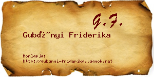 Gubányi Friderika névjegykártya